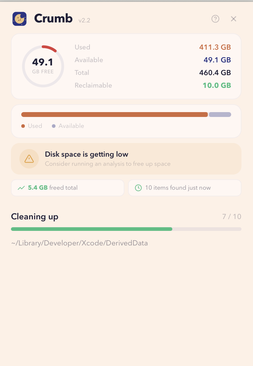 After Crumb — space freed